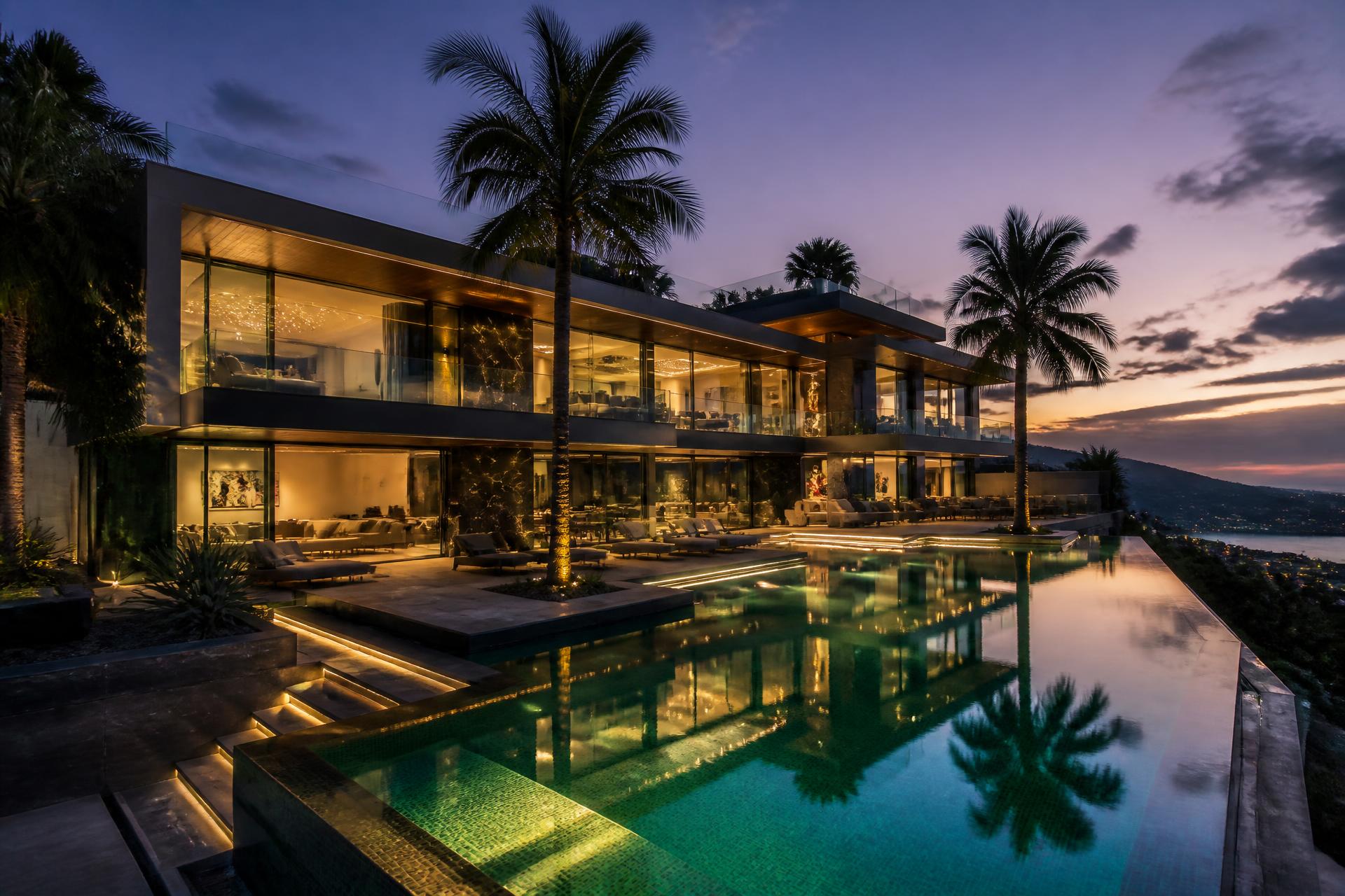 Luxury mansion at twilight